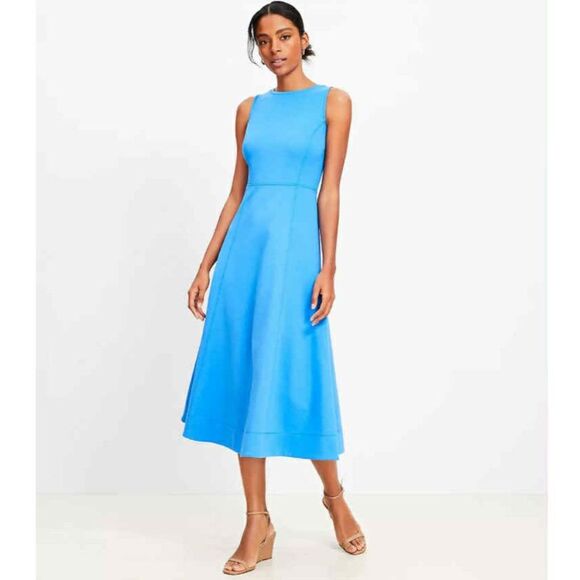 LOFT | NWOT Ponte Seamed Tank Midi Dress in Cobalt Blue | Size 6 - Picture 1 of 6